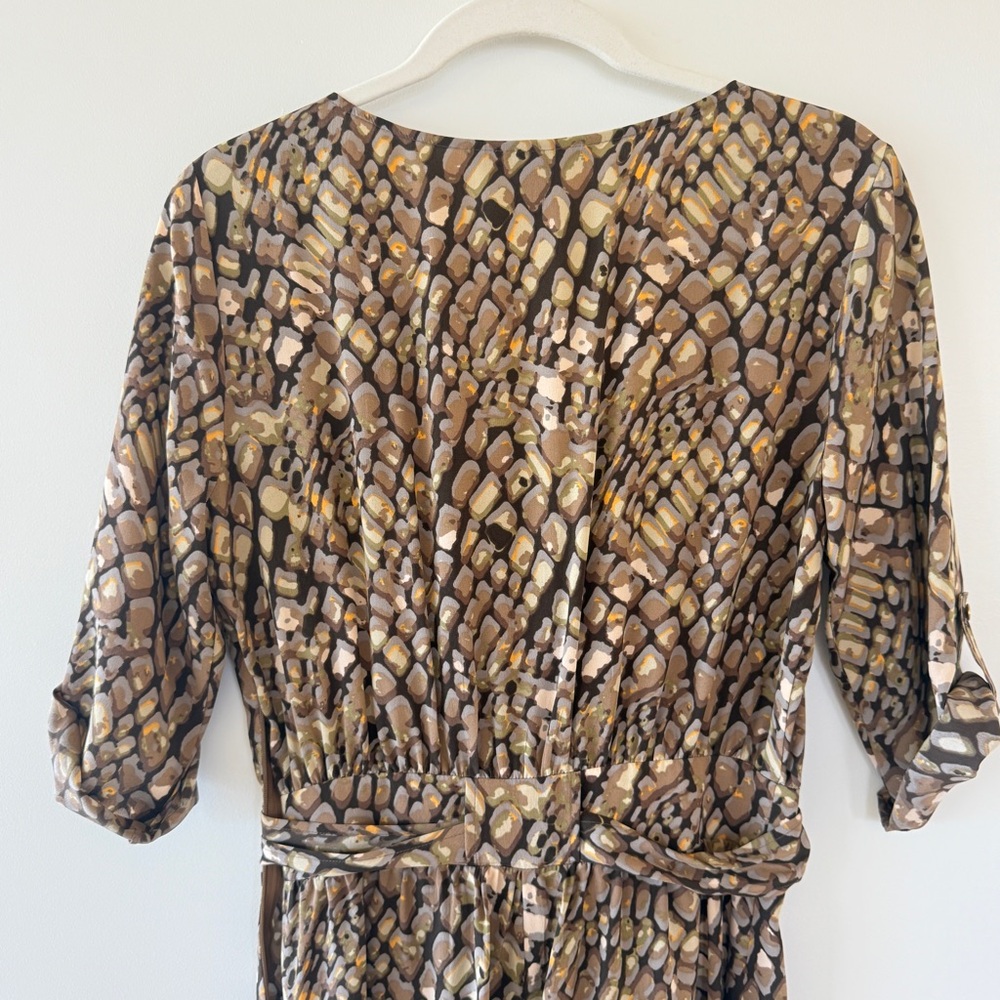 Charlie Jade Silk Romper Womens XS – Abstract Animal Print Jumpsuit Brown Tan - Picture 6 of 9